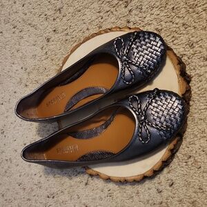 Sperry Top-Sider Silver Maya Weave Front Ballet Flats Sz 9.5